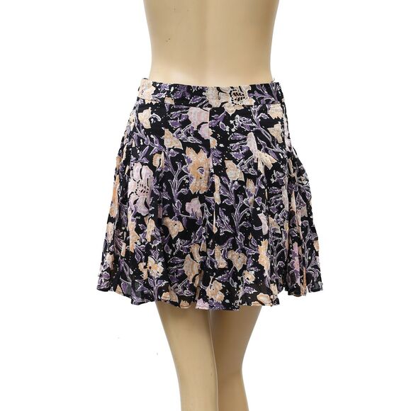 Free People End Of The Island Godet Mini Skirt Floral Printed Pull-on XS 255250 - Picture 6 of 8